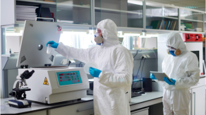 two lab workers