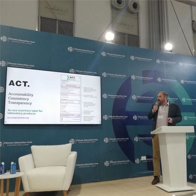 James Connelly, My Green Lab CEO presenting on a program