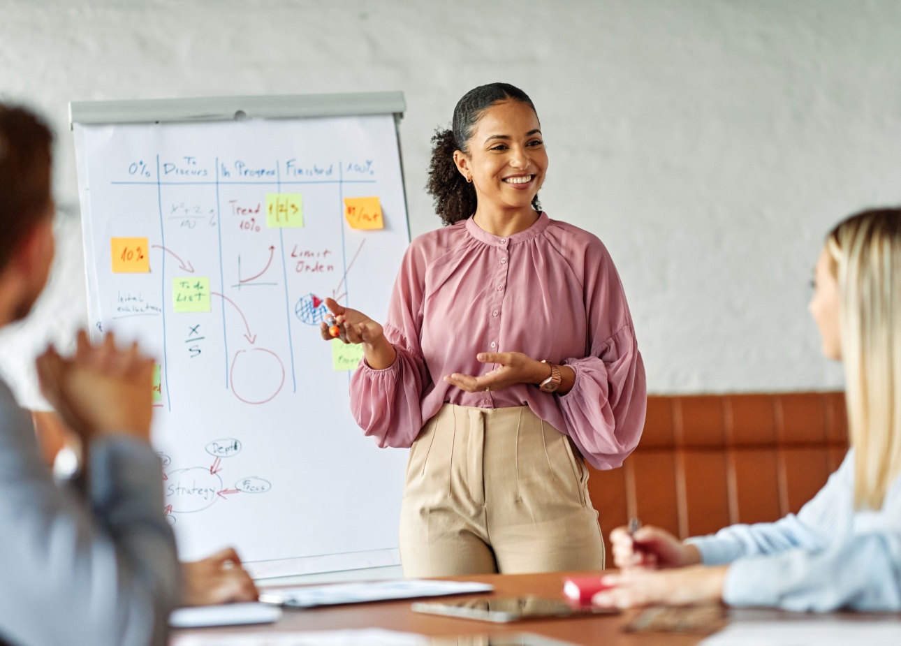 young business people in office presentation